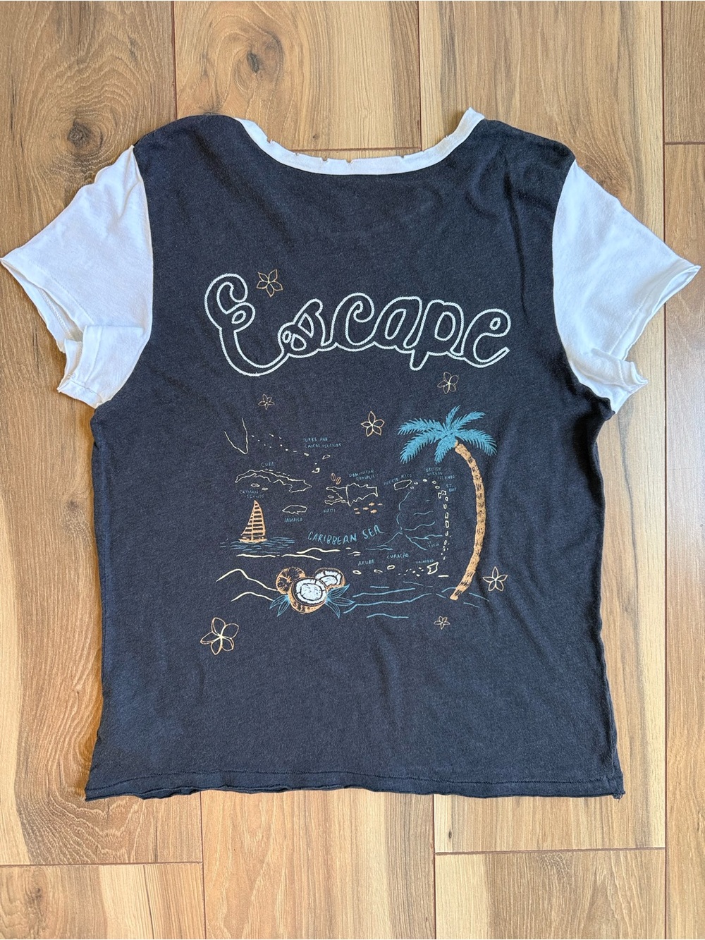 American Eagle Retro Y2K Style Escape Caribbean Graphic Tee M